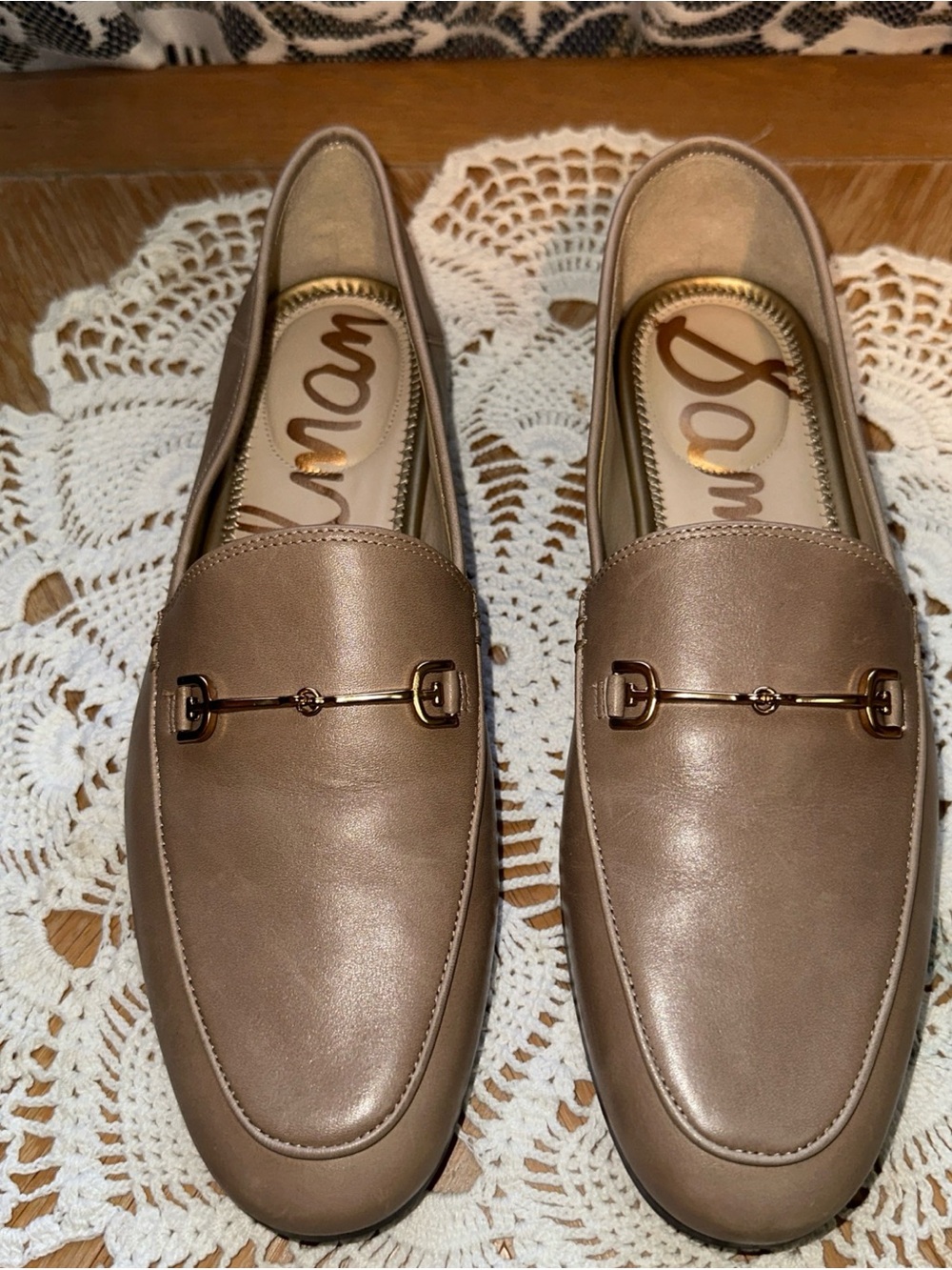 Sam Edelman Taupe Loraine Loafers with Gold Bit Size 8.5